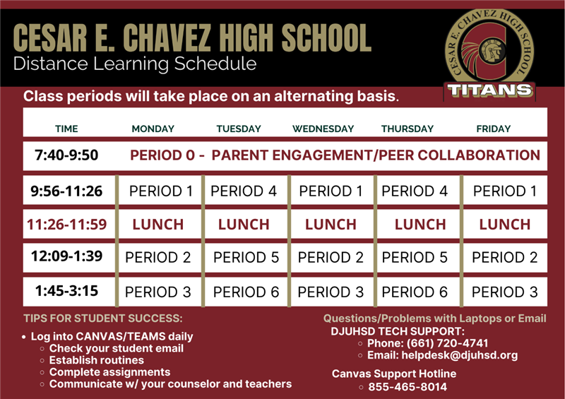 Distance Learning Schedule Distance Learning Schedule